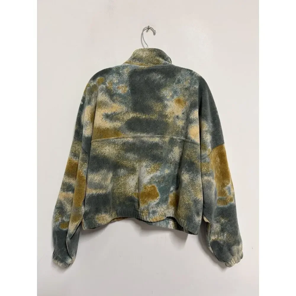 Nike Therma Women's Tie Dye Fleece Half Zip Pullover Sweatshirt Green Medium
